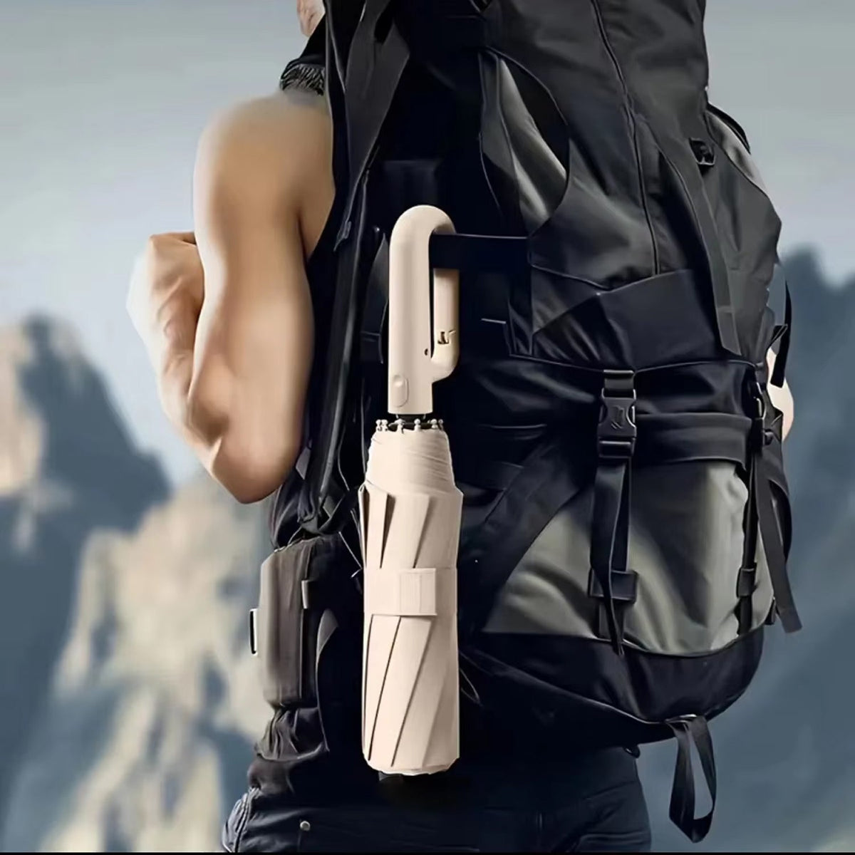 TempoEsta Backpack Umbrella - Hands-Free Hiking Rain & Sun Protection