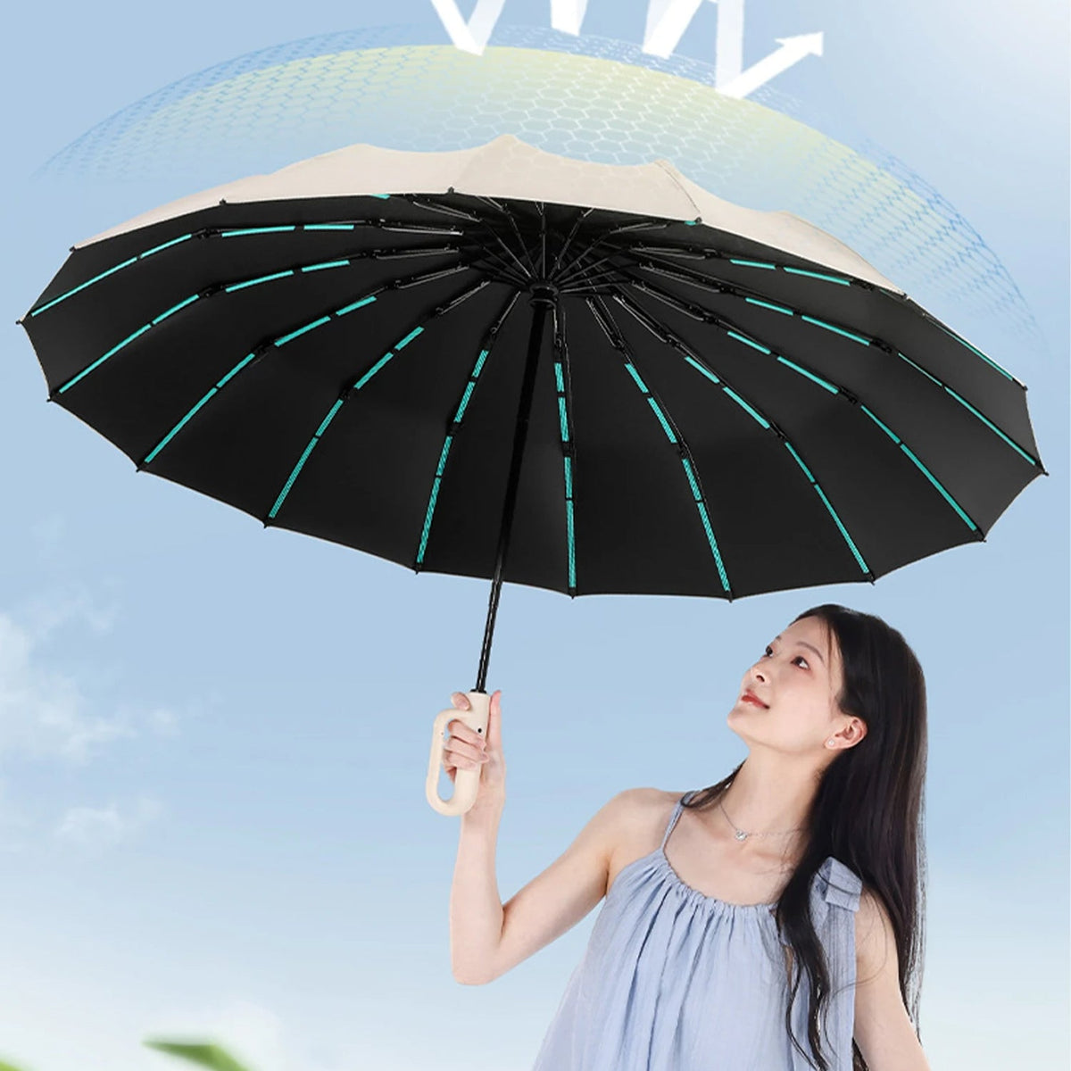 TempoEsta Backpack Umbrella - Hands-Free Hiking Rain & Sun Protection