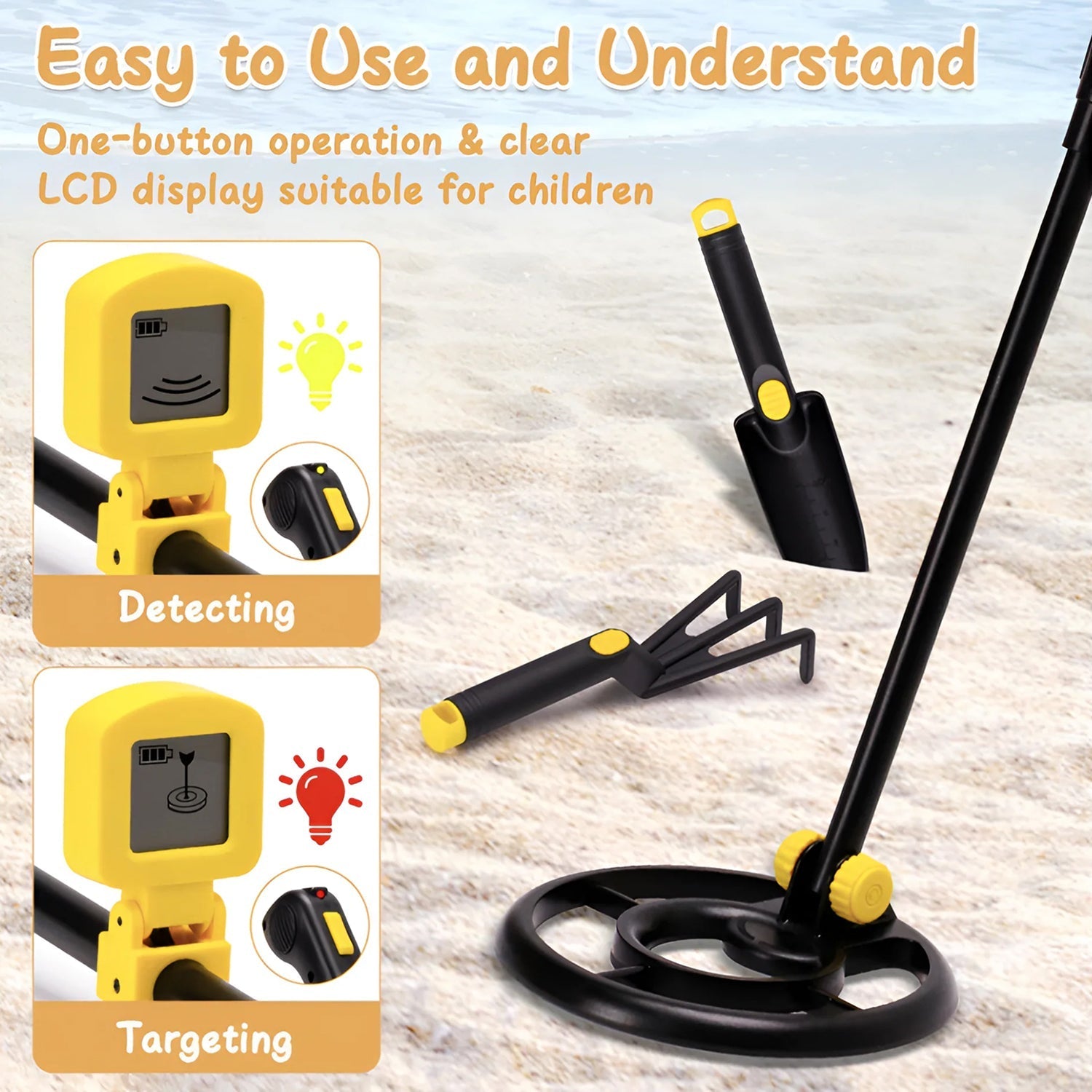 TiniTrak Kids Metal Detector with High-Sensitivity & Waterproof Coil