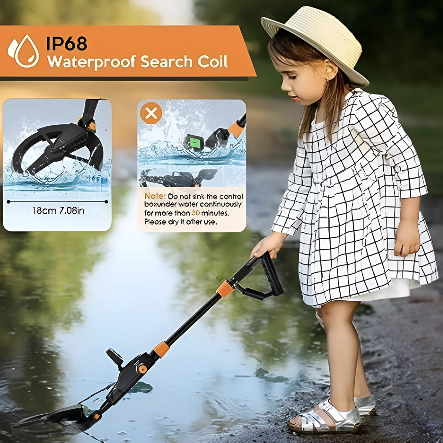 TiniTrak Kids Metal Detector with High-Sensitivity & Waterproof Coil
