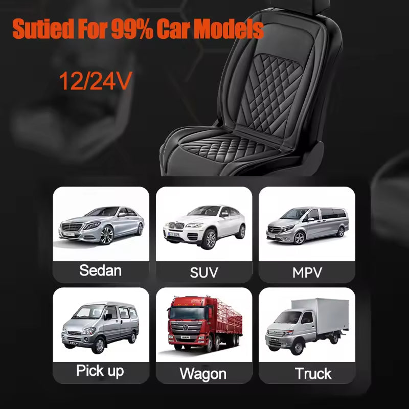 WarmCori 12V-24V Fast Heated Seat Cover for Cars & Trucks